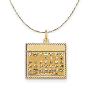 14k Yellow Gold Wednesday Start Perpetual Calendar Necklace - 16 Inch